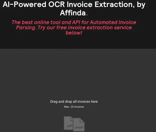 Use Affinda's free tool before integrating the Invoice OCR API