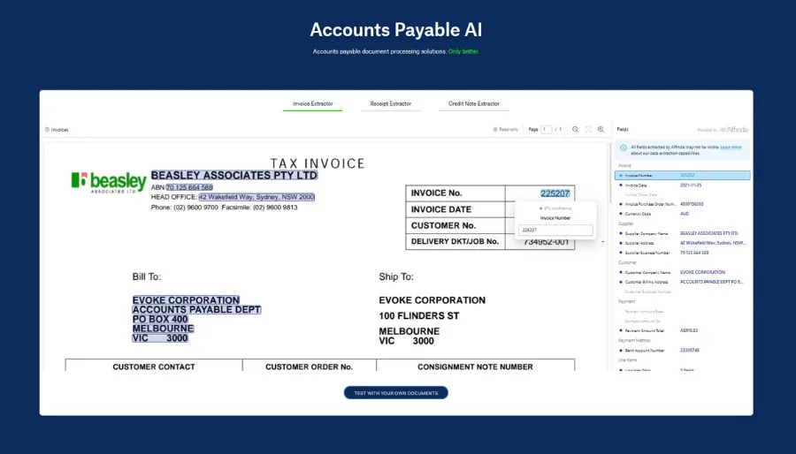 Affinda Accounts Payable AI
